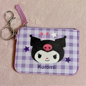 Kuromi Purple & White Gingham Card wallet - NWOT